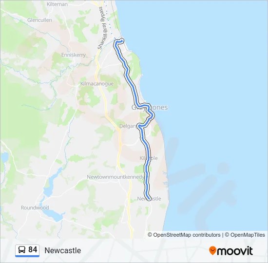 Bus 84 Route Map 84 Route: Schedules, Stops & Maps - Temple Road - Newcastle Road (Sea Road) (Updated)