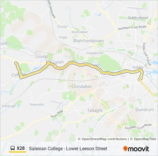 X28 Bus Route Map X28 Route: Schedules, Stops & Maps - Salesian College - Lower Leeson Street (Updated)