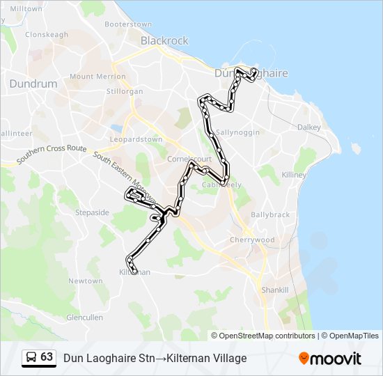 63 Route Schedules, Stops & Maps Dun Laoghaire Stn‎→Kilternan