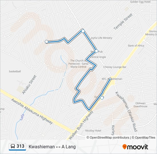 313 Bus Route Map 313 Route Schedules, Stops & Maps Kwashieman
