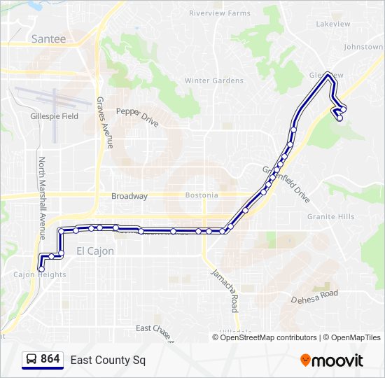 Adelaide Metro Map 864 Ruta 864 horarios, paradas y mapas East County Sq (Actualizado)