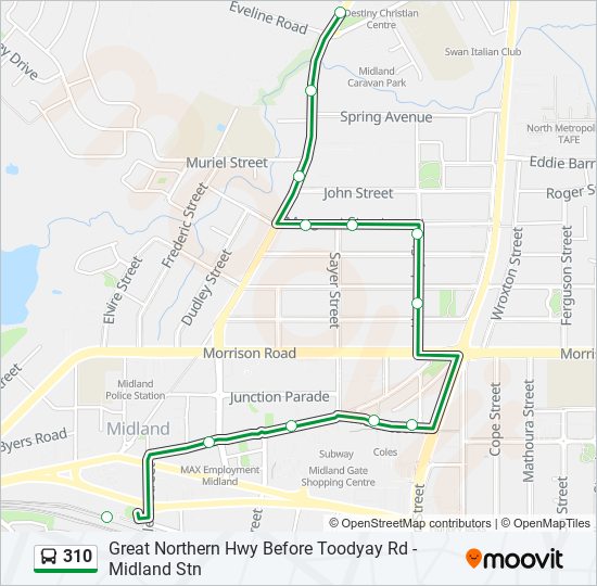 310 Route Schedules, Stops & Maps Middle Swan (Updated)