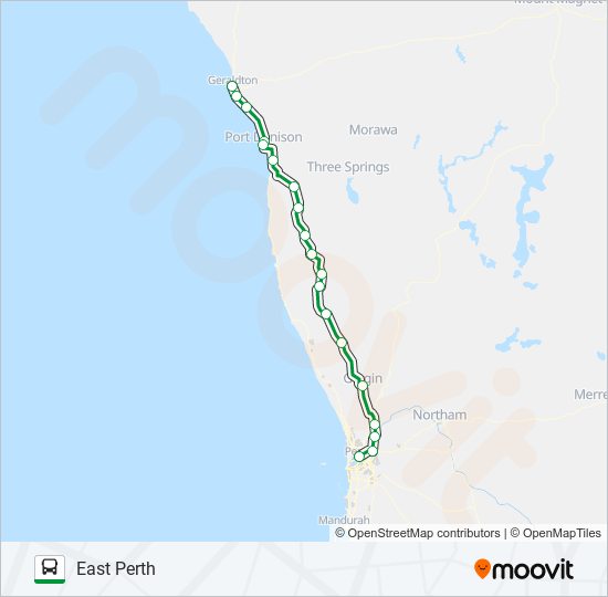 kalbarri Route Schedules, Stops & Maps East Perth (Updated)