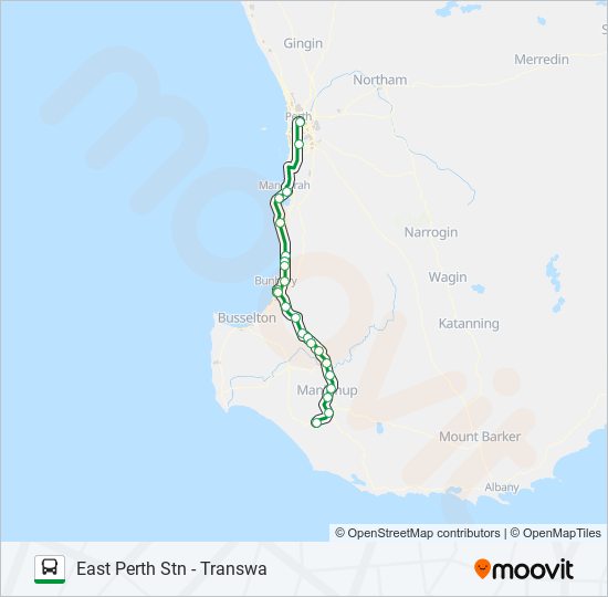 pemberton Route Schedules, Stops & Maps East Perth Stn Transwa