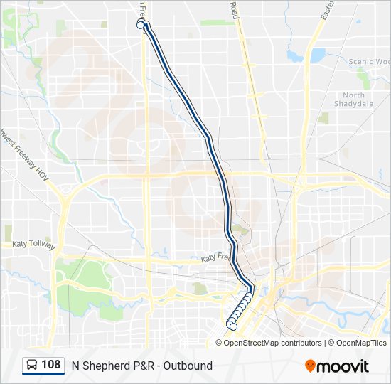 108 Bus Route Schedule 108 Route Schedules, Stops & Maps N Shepherd P&R Outbound (Updated)