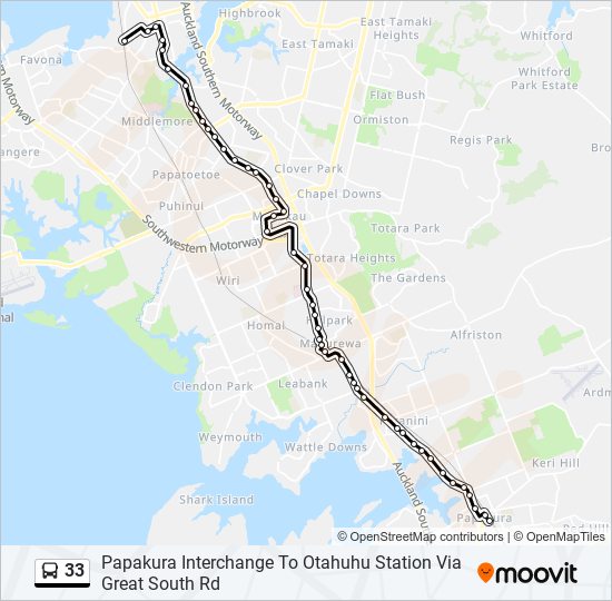 33 Route Schedules, Stops & Maps Papakura Interchange To Otahuhu