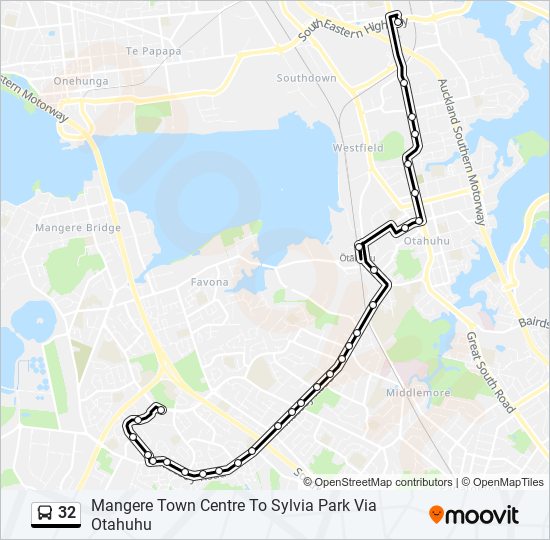 32 Route Schedules, Stops & Maps Mangere Town Centre To Sylvia Park