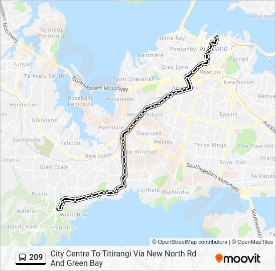 209 Route Schedules, Stops & Maps City Centre To Titirangi Via New