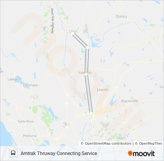 Amtrak Thruway Connecting Service San Francisco Map Ruta amtrak thruway connecting service horarios, paradas y mapas