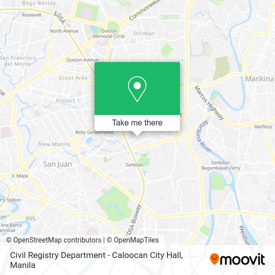 How to get to Civil Registry Department Caloocan City Hall in Quezon