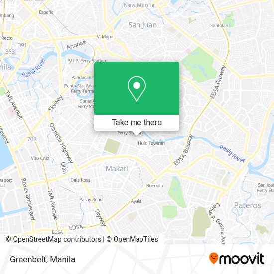 How to get to Greenbelt in Makati City by bus or train?