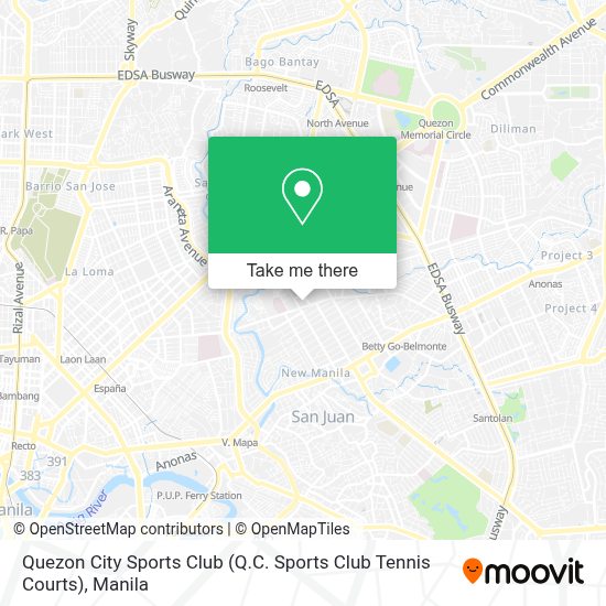 How to get to Quezon City Sports Club (Q.C. Sports Club Tennis Courts