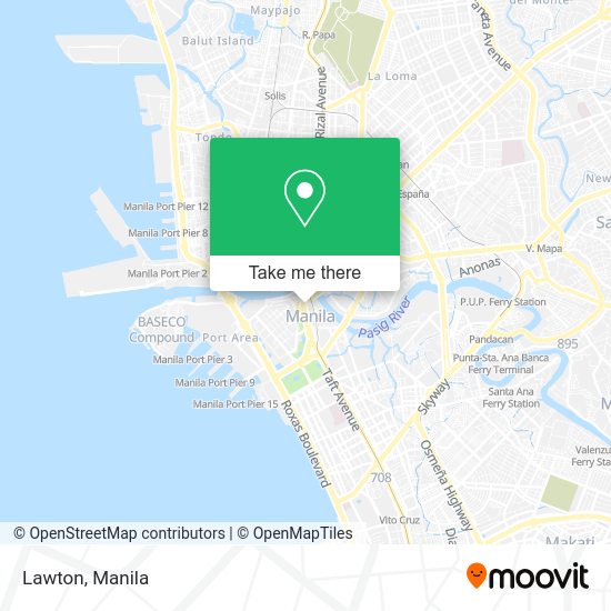 How to get to Lawton in Manila by bus or train?
