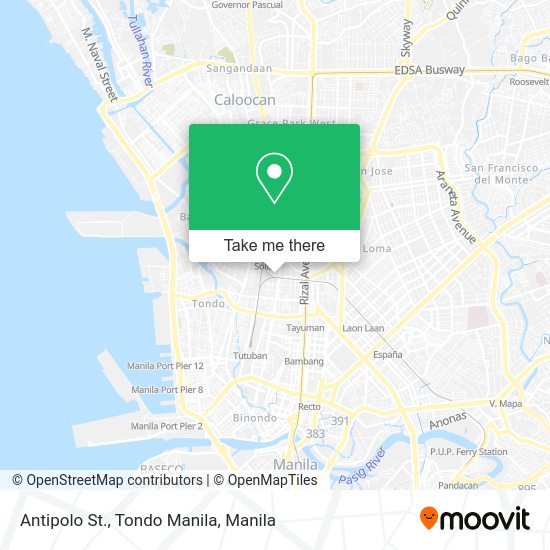 How to get to Antipolo St., Tondo Manila by bus or train?