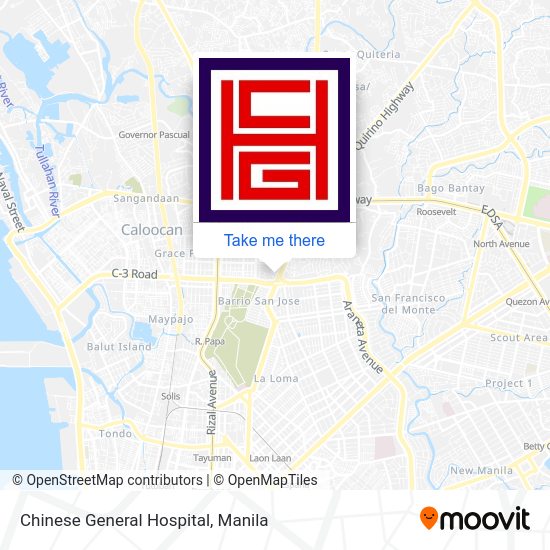 How to get to Chinese General Hospital in Quezon City by bus or train?