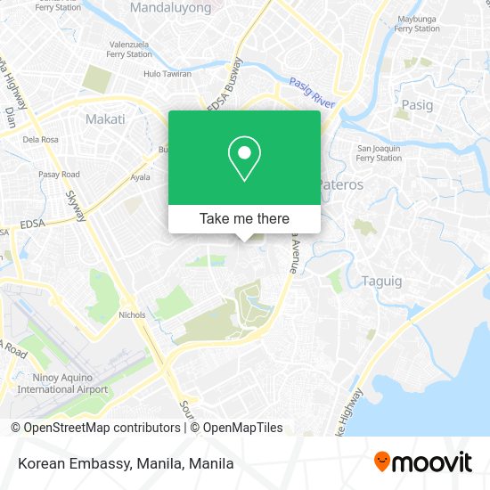 How to get to Korean Embassy, Manila in Makati City by bus or train?