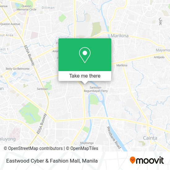 How to get to Eastwood Cyber & Fashion Mall in Quezon City by bus or train?