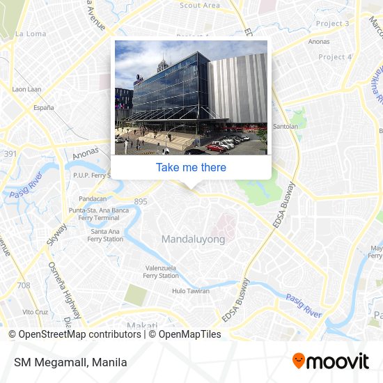 How to get to SM Megamall in Mandaluyong by bus or train?