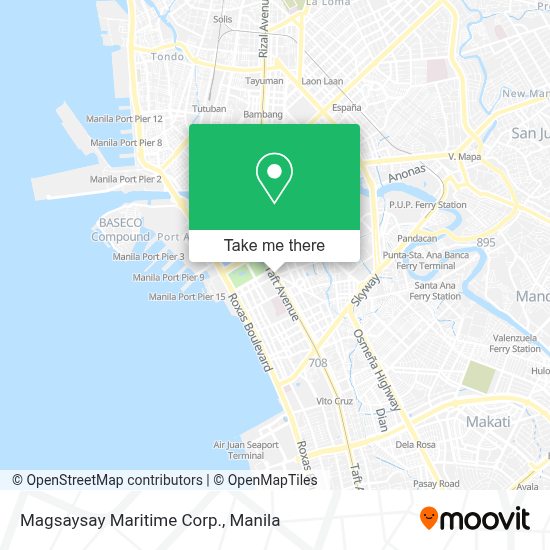 How to get to Magsaysay Maritime Corp. in Manila by bus or train?