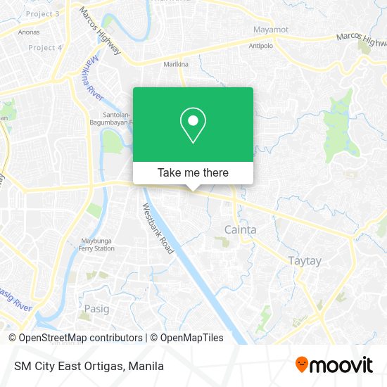 How to get to SM City East Ortigas in Pasig City by bus or train?