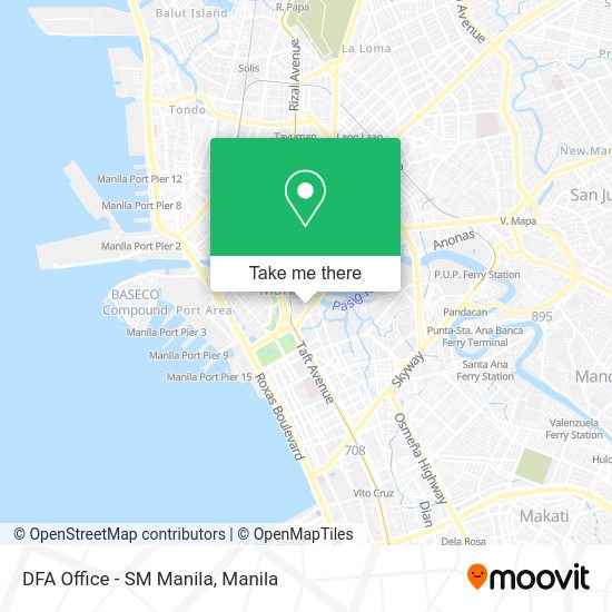 How to get to DFA Office SM Manila by bus or train?