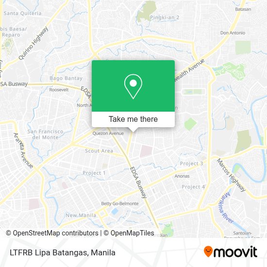 How to get to LTFRB Lipa Batangas in Quezon City by bus or train?