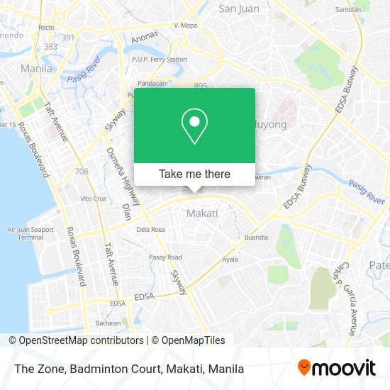 How to get to The Zone, Badminton Court, Makati in Makati City by bus or train?