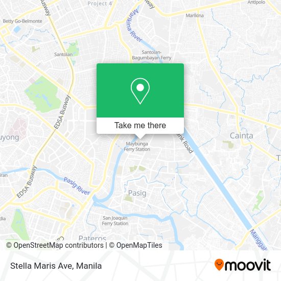 How to get to Stella Maris Ave in Pasig City by bus or train?