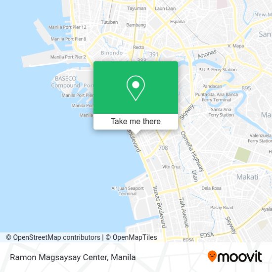 How to get to Ramon Magsaysay Center in Manila by bus or train?