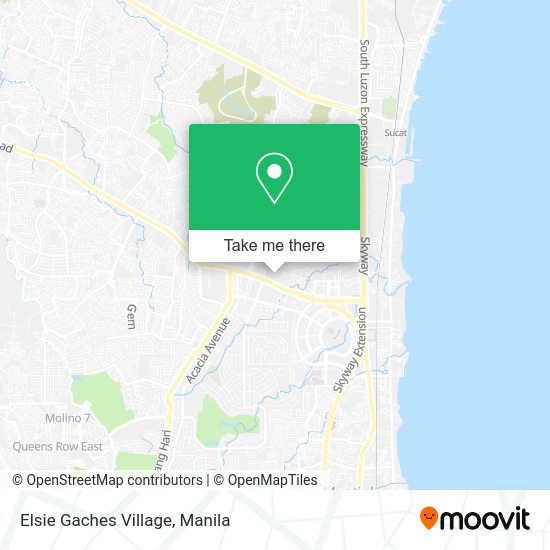 How to get to Elsie Gaches Village in Muntinlupa by bus or train?