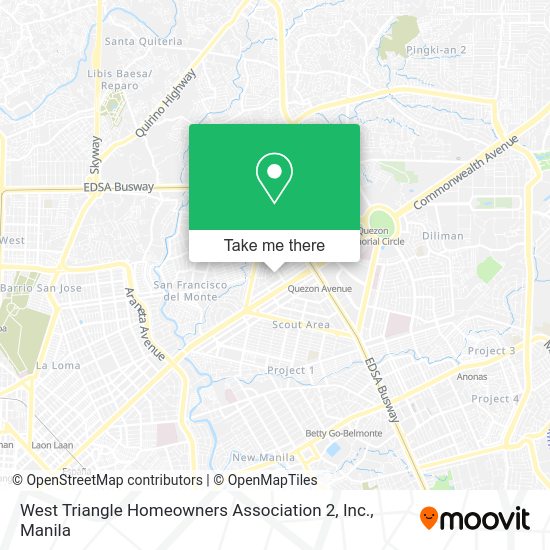How to get to West Triangle Homeowners Association 2, Inc. in Quezon