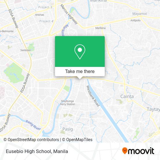 How to get to Eusebio High School in Pasig City by bus or train?