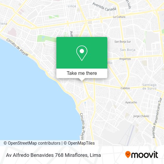 ¿Cómo llegar a Av Alfredo Benavides 768 Miraflores en autobús o metro?