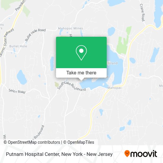 How to get to Putnam Hospital Center in Carmel, Ny by bus or train?