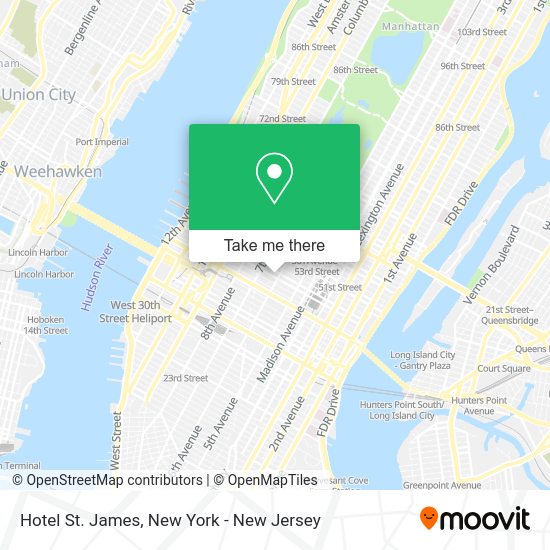 How to get to Hotel St. James in Manhattan by subway, bus or train?