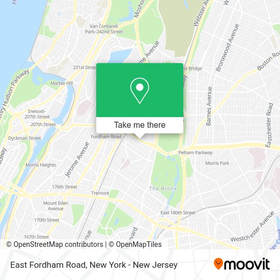 How to get to East Fordham Road in Bronx by Bus or Train?