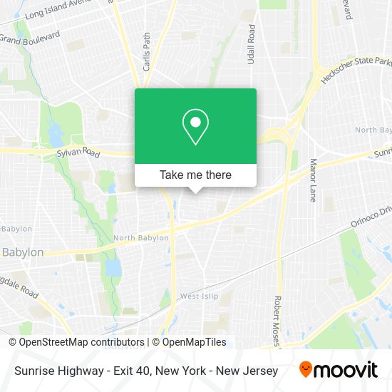 How to get to Sunrise Highway Exit 40 in West Islip, Ny by bus or train?