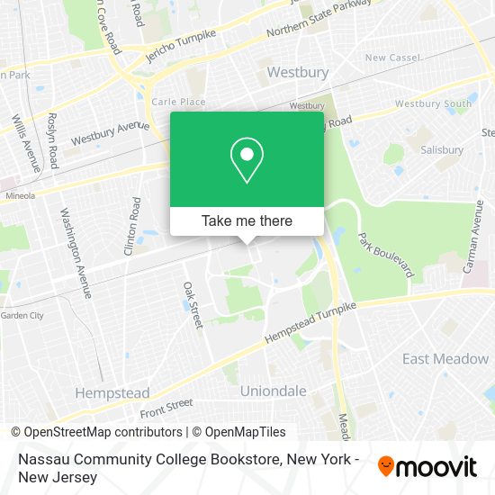 How to get to Nassau Community College Bookstore in East Garden City