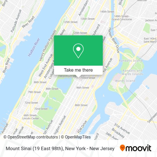 How to get to Mount Sinai (19 East 98th) in Manhattan by subway, bus or