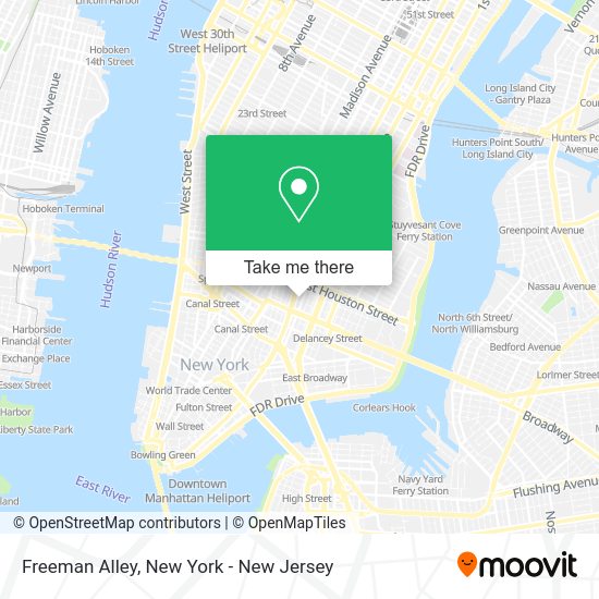 How to get to Freeman Alley in Manhattan by subway, bus or train?