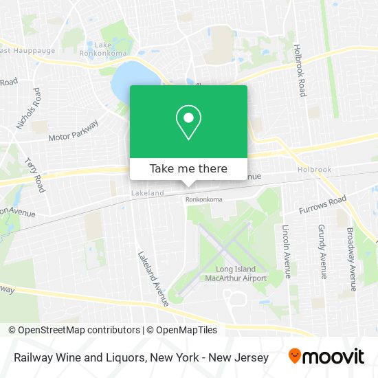 ¿Cómo llegar a Railway Wine and Liquors en Lake Ronkonkoma, Ny en Tren