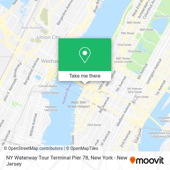 How to get to NY Waterway Tour Terminal Pier 78 in Manhattan by Bus, Subway or Train?