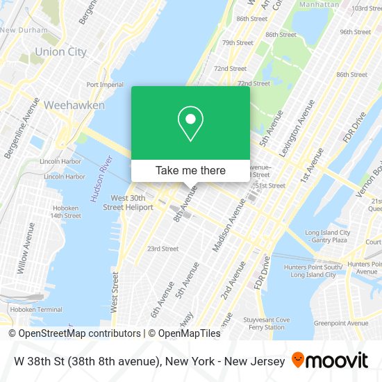 How to get to W 38th St (38th 8th avenue) in Manhattan by subway, bus