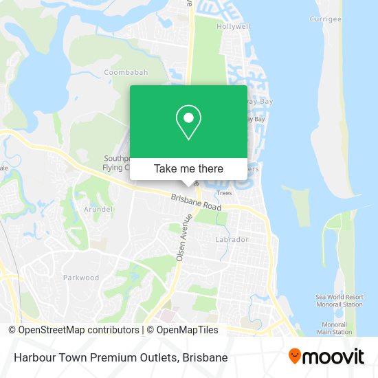 How to get to Harbour Town Premium Outlets in Biggera Waters by bus, light rail or train?