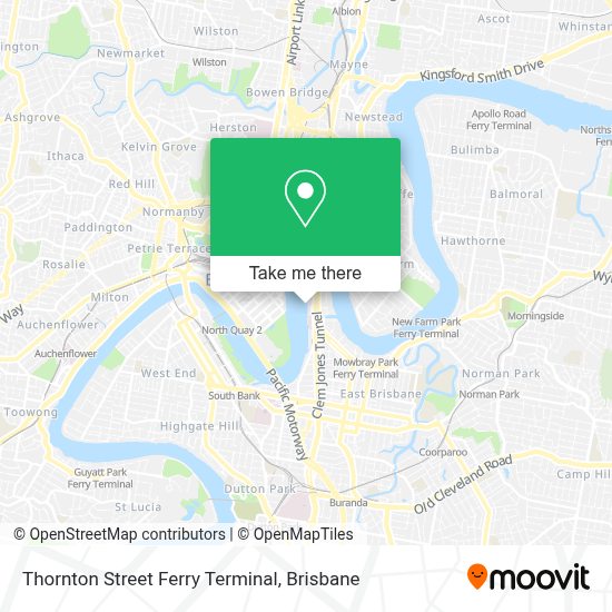 How to get to Thornton Street Ferry Terminal in Brisbane by bus or train?