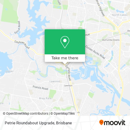 How to get to Petrie Roundabout Upgrade by bus or train?
