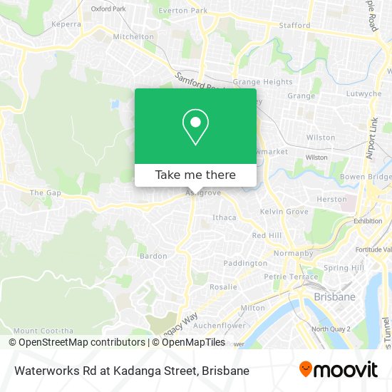 How to get to Waterworks Rd at Kadanga Street in Ashgrove by Bus, Train