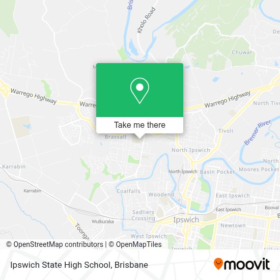 How to get to Ipswich State High School in Brassall by bus or train?