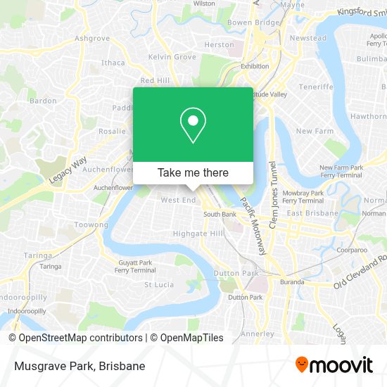 How to get to Musgrave Park in South Brisbane by bus or train?
