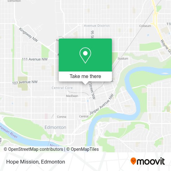How to get to Hope Mission in Edmonton by bus or light rail?